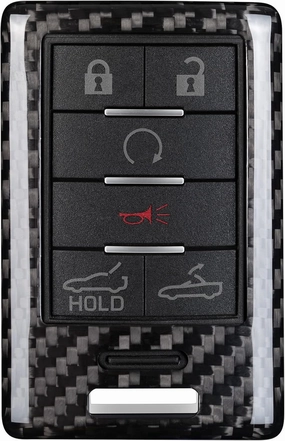 Real Carbon Fiber Key Fob Cover Compatible with Corvette C7 Cadillac, T-carbon Key Fob Protector Compatible with C7 Corvette 2014-19,Cadillac ATS CTS DTS XTS SRX STS Escalade 2008-14 Smart Key,Black