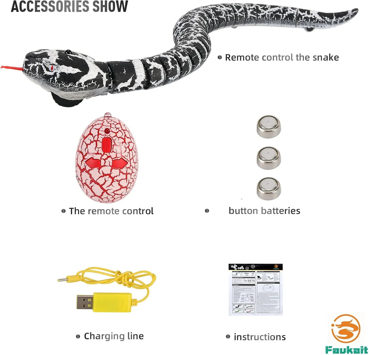 Remote Control Snake Toy RC&Robot Electric Snake Toy Fast Moving of Fake Rattlesnake Christmas Halloween Toys Party Favor Gifts Joke Prank for Kids Boys(Black)