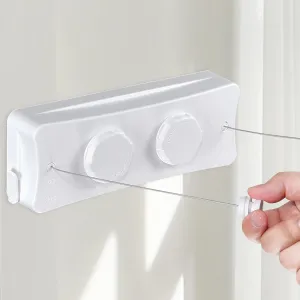 Retractable Clothesline - 16.7Ft Twin Clothes Drying Laundry Line Indoor, Retractable Clothes Lines for Hanging Clothes Outdoor, Heavy Duty Retracting Clothing Line Wall Mounted, White