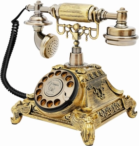 Retro Style Corded Telephone for Landline Resin and Metal Rotary Phone with Clear Call Quality for Home Office Decor