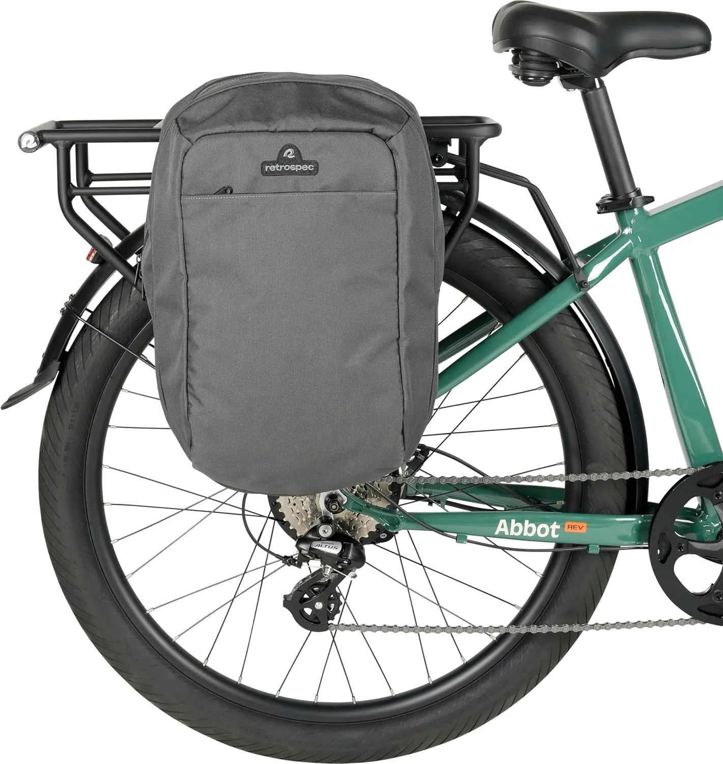 Retrospec Sidekick Single & Dual Pannier Bike Bag - Waterproof Commuter Pannier with Laptop Sleeve, Reflective Rain Cover & Carry Strap - Eco-Friendly 600D rPET - 17" Large Capacity