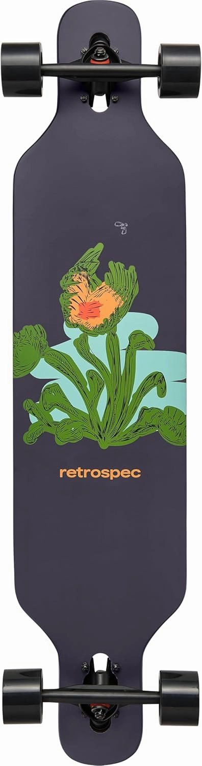 Retrospec Rift Drop-Through Longboard Skateboard Complete Canadian Maple Wood Cruiser w/Drop-Through Trucks for Commuting, Cruising, Carving & Downhill Riding