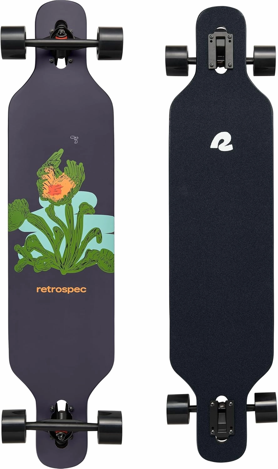 Retrospec Rift Drop-Through Longboard Skateboard Complete Canadian Maple Wood Cruiser w/Drop-Through Trucks for Commuting, Cruising, Carving & Downhill Riding