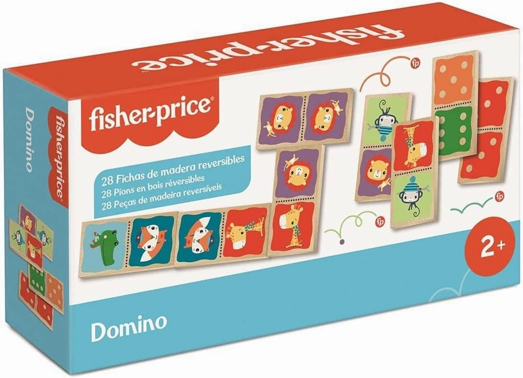 Reversible children's dominoes - wooden dominoes - animal drawings and numerical points - educational game 2 years - cognitive development - observation and logic game