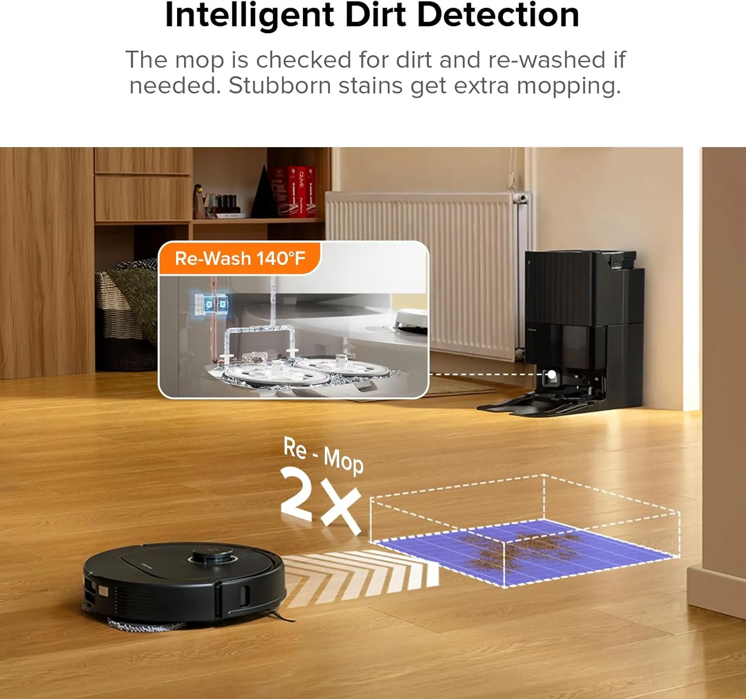 roborock Qrevo Pro Robot Vacuum and Mop with FlexiArm Design Edge Mopping, Dynamic Hot Water Mop Washing and Drying, Intelligent Dirt Detection, 7,000 Pa Suction, Ideal for Carpets