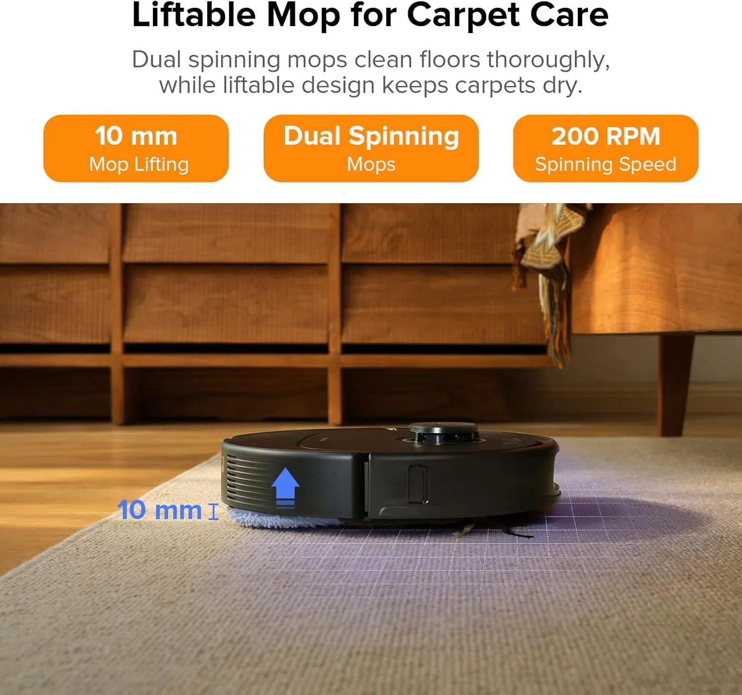 roborock Qrevo Pro Robot Vacuum and Mop with FlexiArm Design Edge Mopping, Dynamic Hot Water Mop Washing and Drying, Intelligent Dirt Detection, 7,000 Pa Suction, Ideal for Carpets