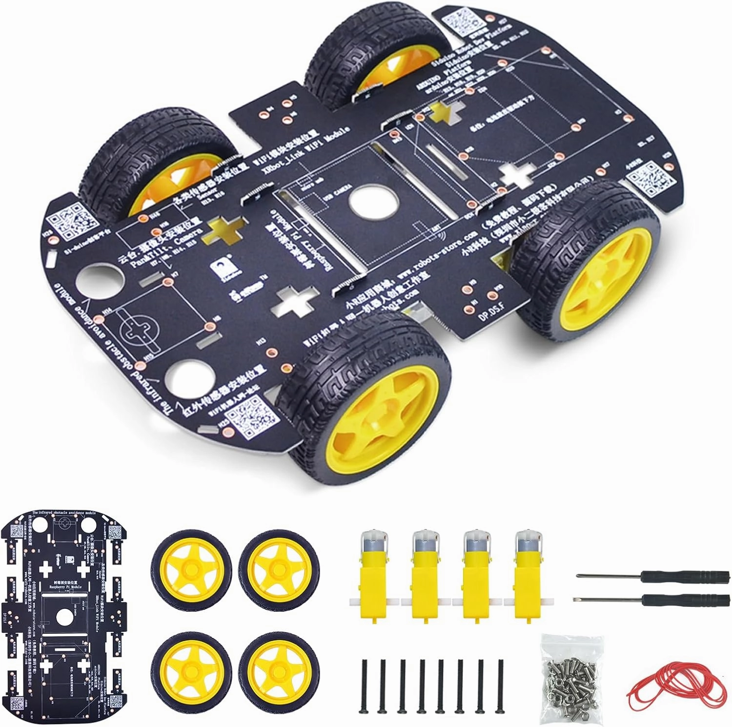 Robot Chassis 4wd Smart Robot Car Chassis Kit for Arduino/Raspberry Pi RC Car Chassis with TT Motor for DIY