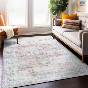 Rugshop Bohemian Distressed Stain Resistant Flat Weave Eco Friendly Premium Recycled Machine Washable Area Rug 5'x7' Rust