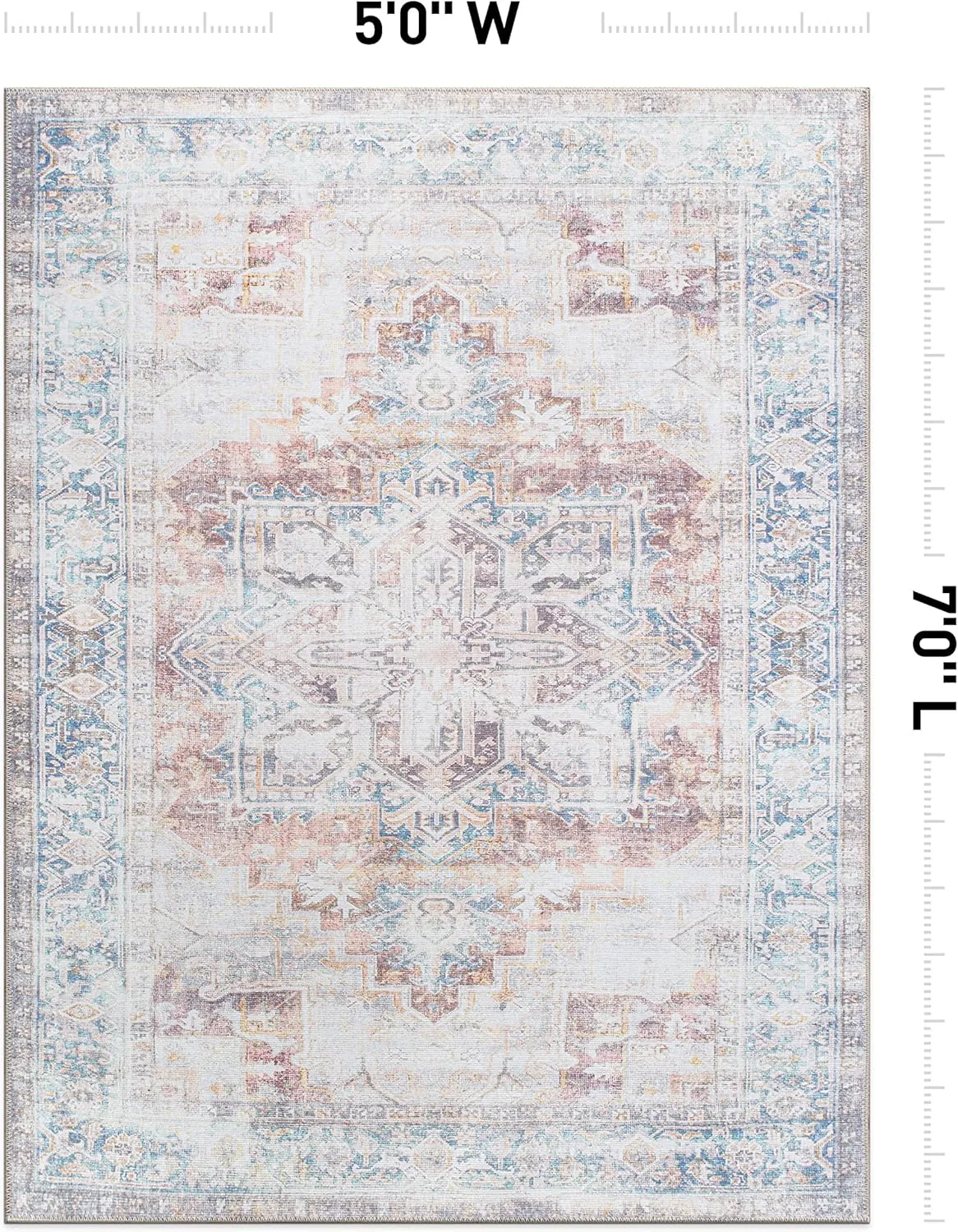 Rugshop Bohemian Distressed Stain Resistant Flat Weave Eco Friendly Premium Recycled Machine Washable Area Rug 5'x7' Rust