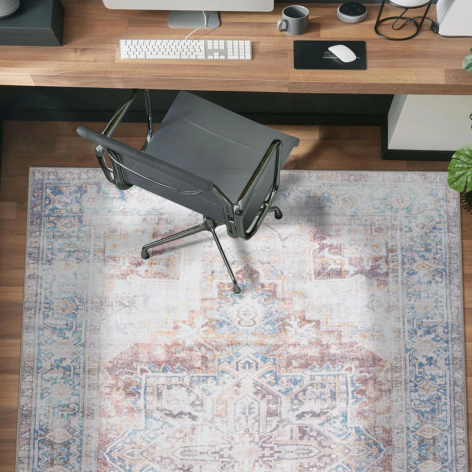 Rugshop Bohemian Distressed Stain Resistant Flat Weave Eco Friendly Premium Recycled Machine Washable Area Rug 5'x7' Rust