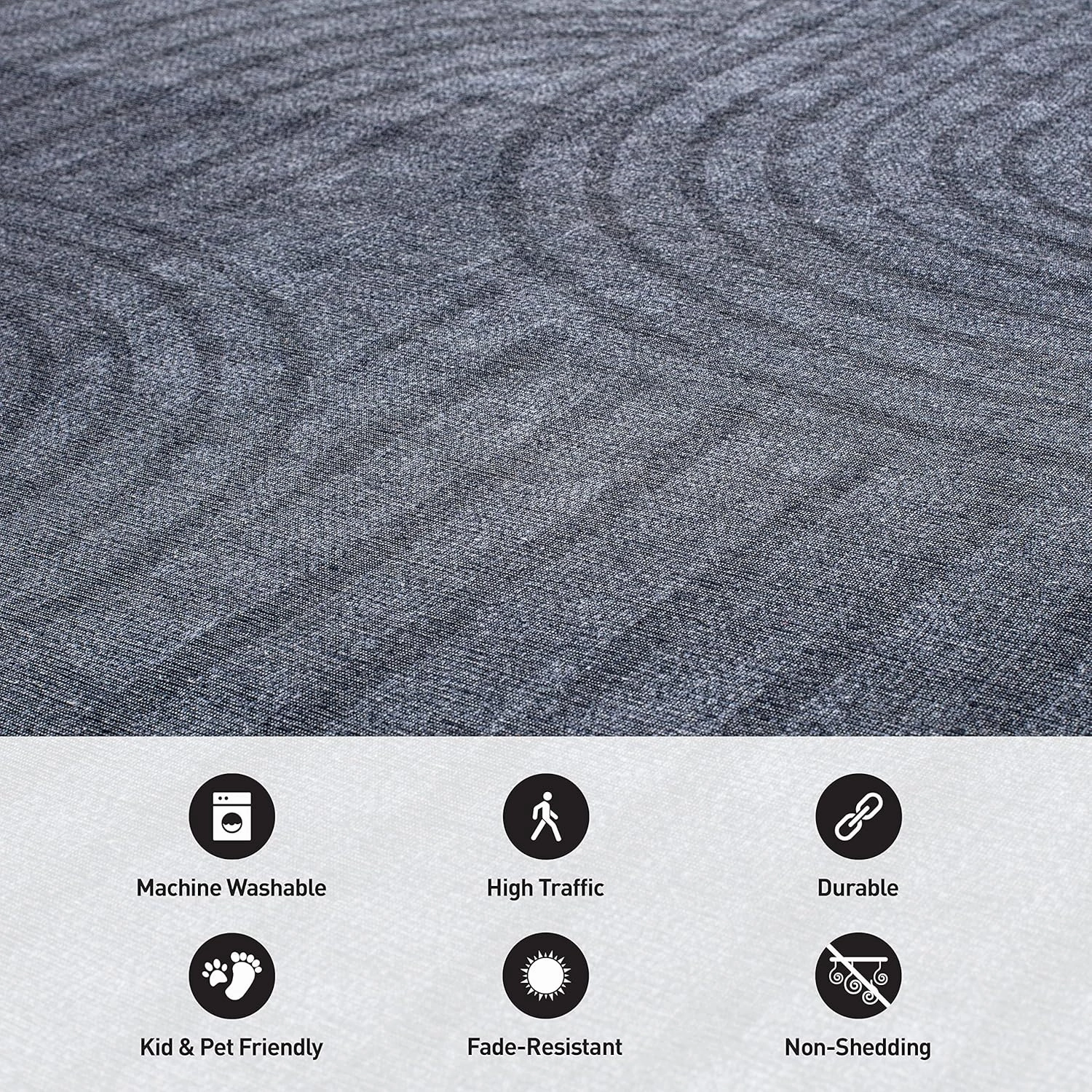 Rugshop Contemporary Lines Plaid Stain Resistant Flat Weave Eco Friendly Premium Recycled Machine Washable Runner Rug 2'6"x10' Dark Gray