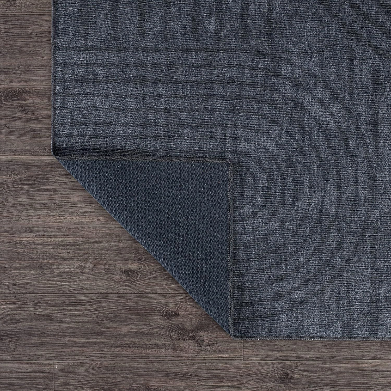 Rugshop Contemporary Lines Plaid Stain Resistant Flat Weave Eco Friendly Premium Recycled Machine Washable Runner Rug 2'6"x10' Dark Gray