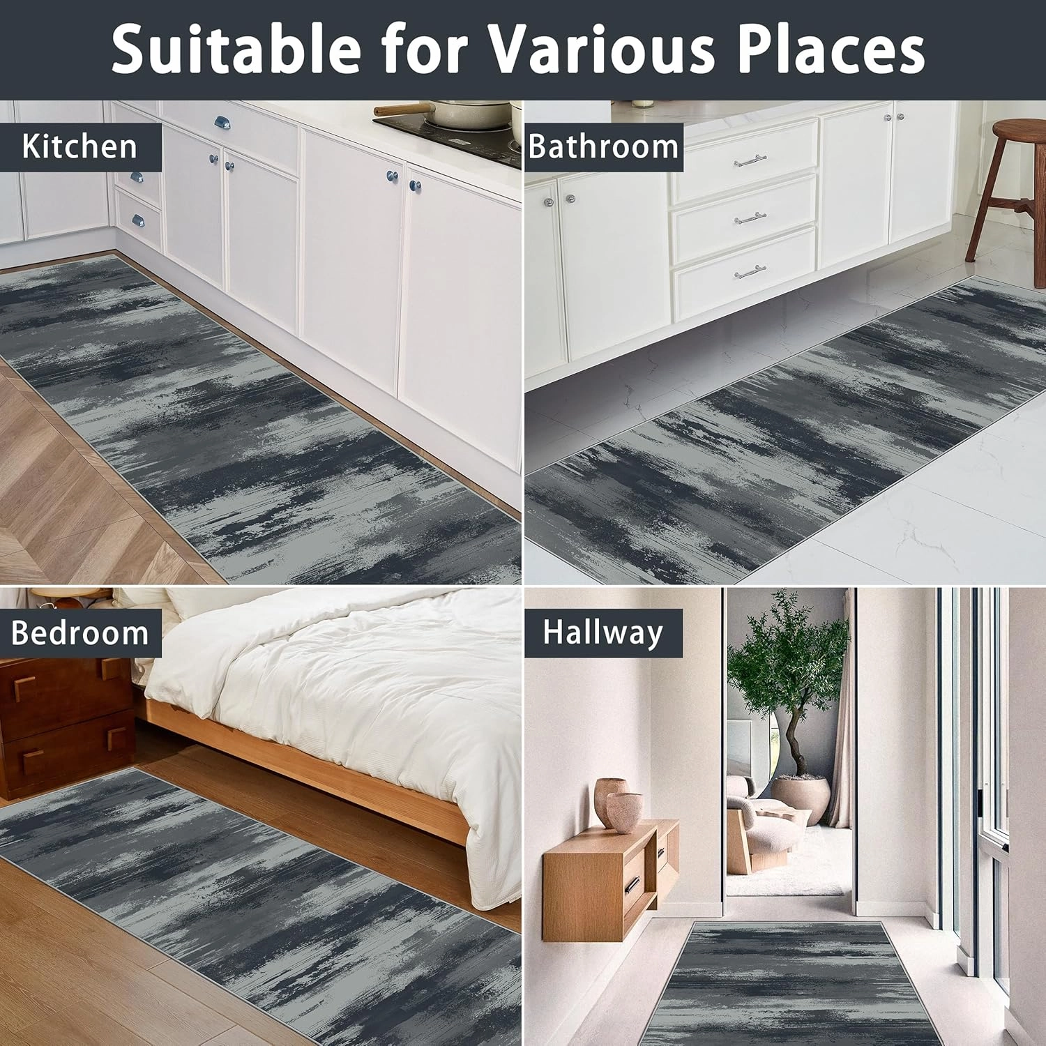 Runner Rug 2x10 Modern Abstract Area Rug Washable Non Slip Floor Carpet Hallways Kitchen Laundry Room Bedroom Rug