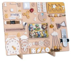 Safari Magnetic Busy Board L – Montessori Sensory Activity Board for Toddlers with 8 Magnetic Animals – Large Wooden Fine Motor Skills Toy for Early Learning & Creative Play