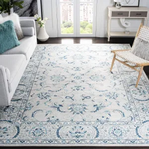 SAFAVIEH Area Rug 8x10 - Brentwood Collection - Large - Light Grey & Blue, Oriental Floral Scroll Design, Non-Shedding & Easy Cleaning, Ideal for Living Room, Bedroom, Office, Dining Space (BNT854G)