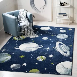 SAFAVIEH Area Rug 8x10 - Carousel Kids Collection - Large - Navy & Ivory, Non-Shedding & Easy Cleaning, Ideal for Boys & Girls in Playroom, Nursery, Bedroom (CRK103N)