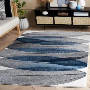 SAFAVIEH Area Rug 8x10 - Hollywood Collection - Large - Ivory & Blue, Modern Design, Non-Shedding & Easy Cleaning, Ideal for Living Room, Bedroom, Office, Dining Space (HLW703B)
