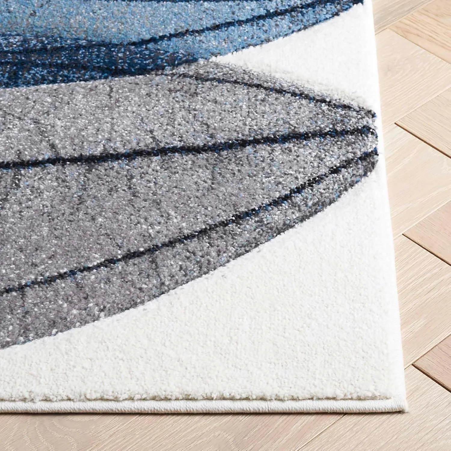 SAFAVIEH Area Rug 8x10 - Hollywood Collection - Large - Ivory & Blue, Modern Design, Non-Shedding & Easy Cleaning, Ideal for Living Room, Bedroom, Office, Dining Space (HLW703B)