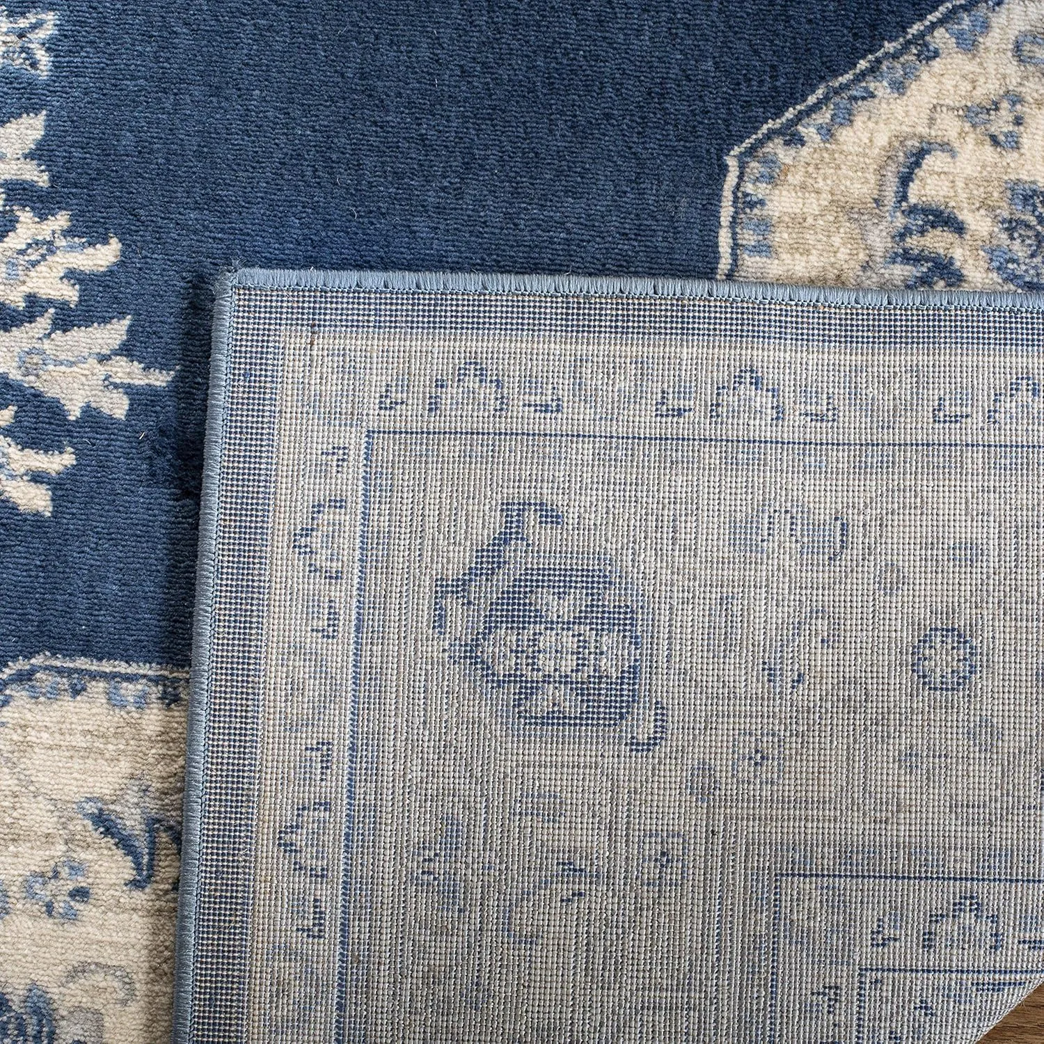SAFAVIEH Brentwood Collection Area Rug - 8' x 10', Navy & Creme, Medallion Distressed Design, Non-Shedding & Easy Care, Ideal for High Traffic Areas in Living Room, Bedroom (BNT865N)