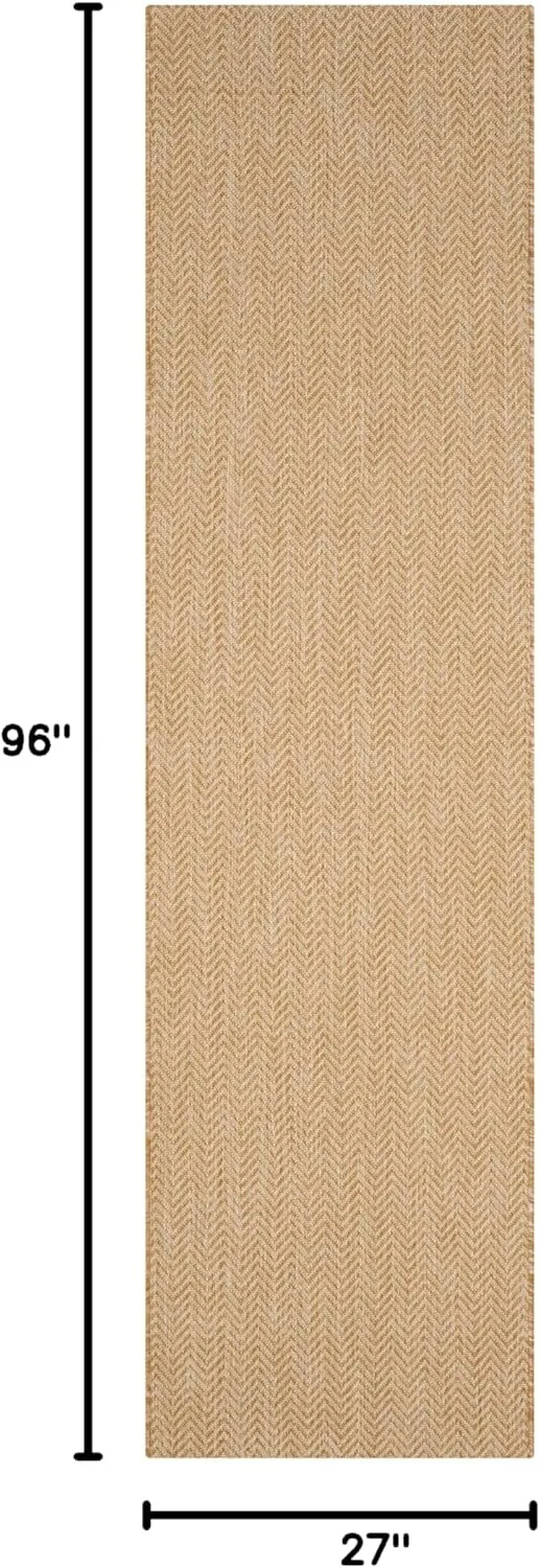 SAFAVIEH Courtyard Collection 2'3' x 8' Natural / Cream CY8022 Indoor/ Outdoor Patio Backyard Mudroom Runner Rug