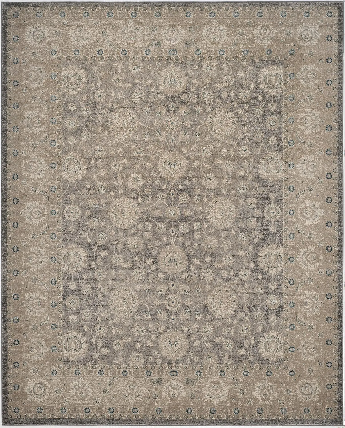 SAFAVIEH Sofia Collection Area Rug - 9' x 12', Light Grey & Beige, Vintage Oriental Distressed Design, Non-Shedding & Easy Care, Ideal for High Traffic Areas in Living Room, Bedroom (SOF330B)