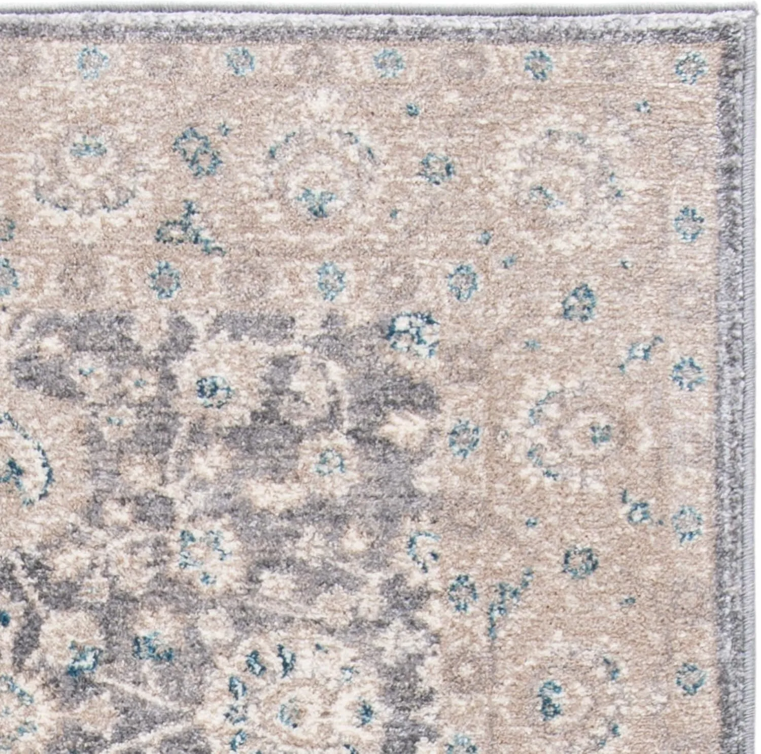 SAFAVIEH Sofia Collection Area Rug - 9' x 12', Light Grey & Beige, Vintage Oriental Distressed Design, Non-Shedding & Easy Care, Ideal for High Traffic Areas in Living Room, Bedroom (SOF330B)