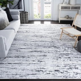 SAFAVIEH Amelia Collection Area Rug - 8' x 10', Light Grey & Charcoal, Modern Abstract Design, Non-Shedding & Easy Care, Ideal for High Traffic Areas in Living Room, Bedroom (ALA768F)
