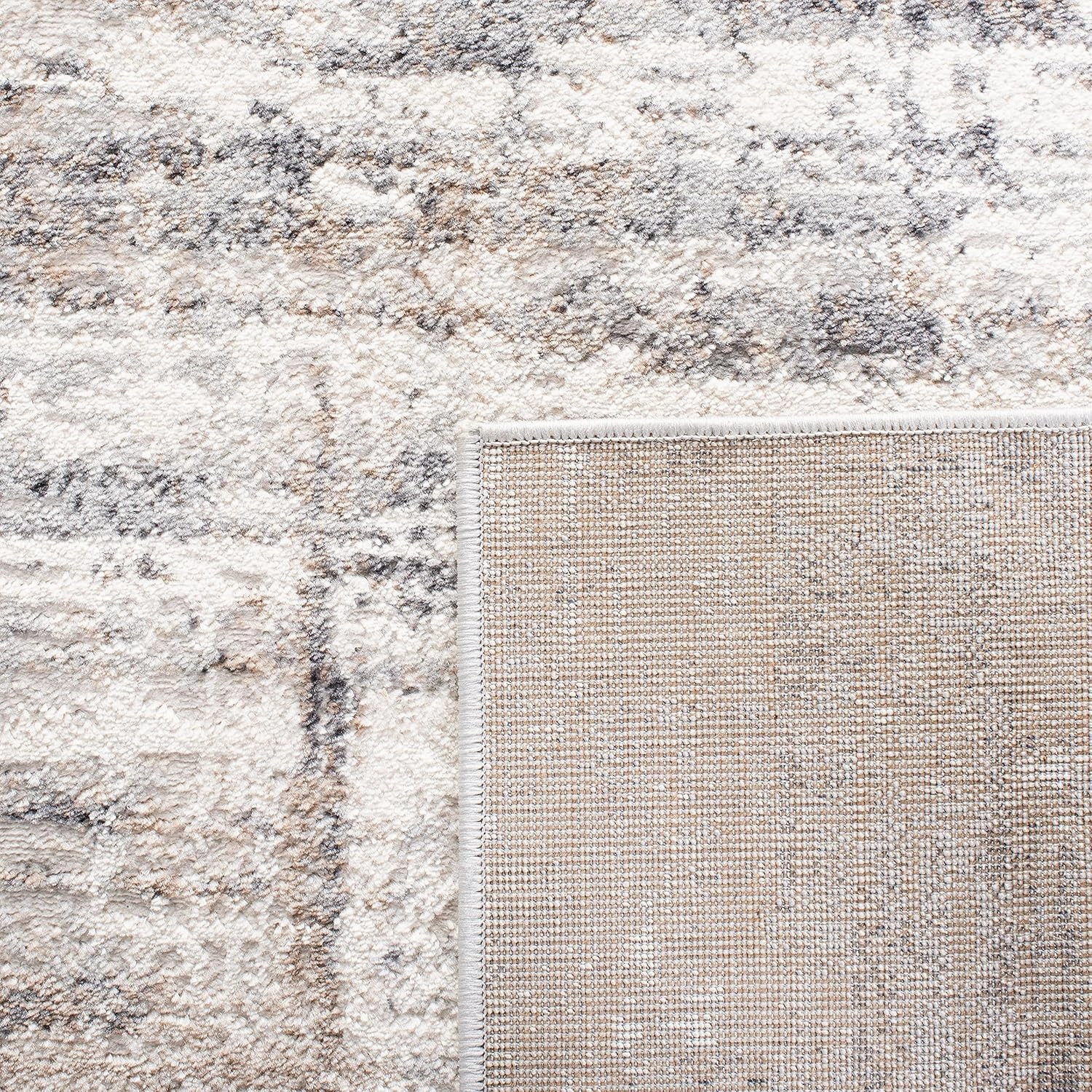 SAFAVIEH Amelia Collection Runner Rug - 2'3" x 8', Grey & Gold, Modern Abstract Crosshatch Design, Non-Shedding & Easy Care, Ideal for High Traffic Areas in Living Room, Bedroom (ALA451G)