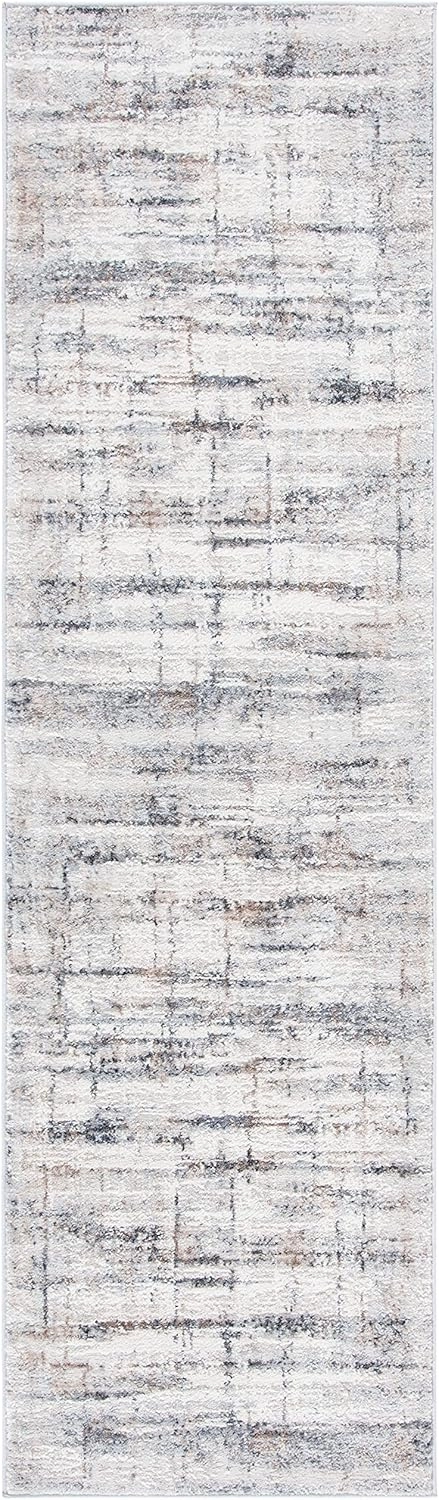 SAFAVIEH Amelia Collection Runner Rug - 2'3" x 8', Grey & Gold, Modern Abstract Crosshatch Design, Non-Shedding & Easy Care, Ideal for High Traffic Areas in Living Room, Bedroom (ALA451G)