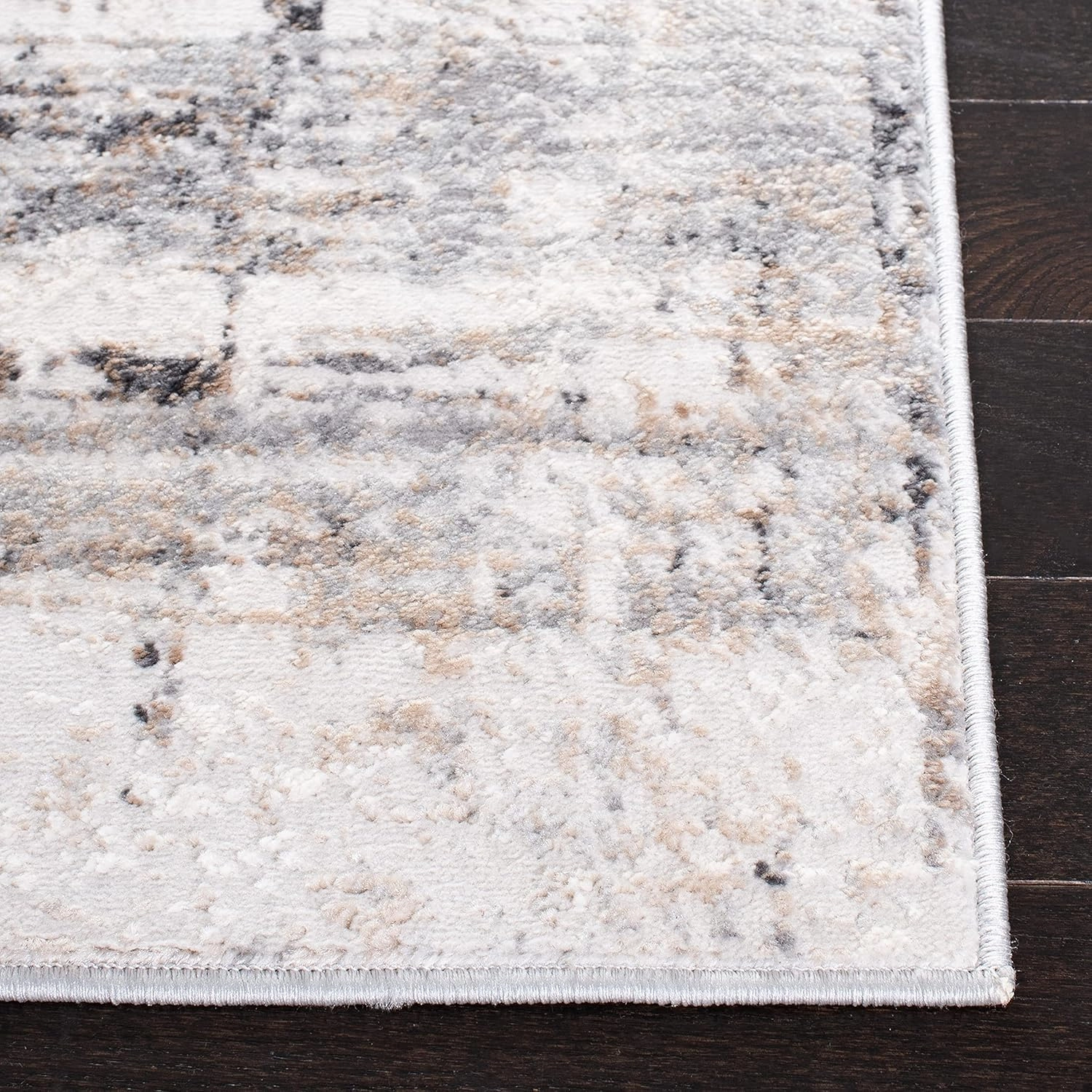 SAFAVIEH Amelia Collection Runner Rug - 2'3" x 8', Grey & Gold, Modern Abstract Crosshatch Design, Non-Shedding & Easy Care, Ideal for High Traffic Areas in Living Room, Bedroom (ALA451G)