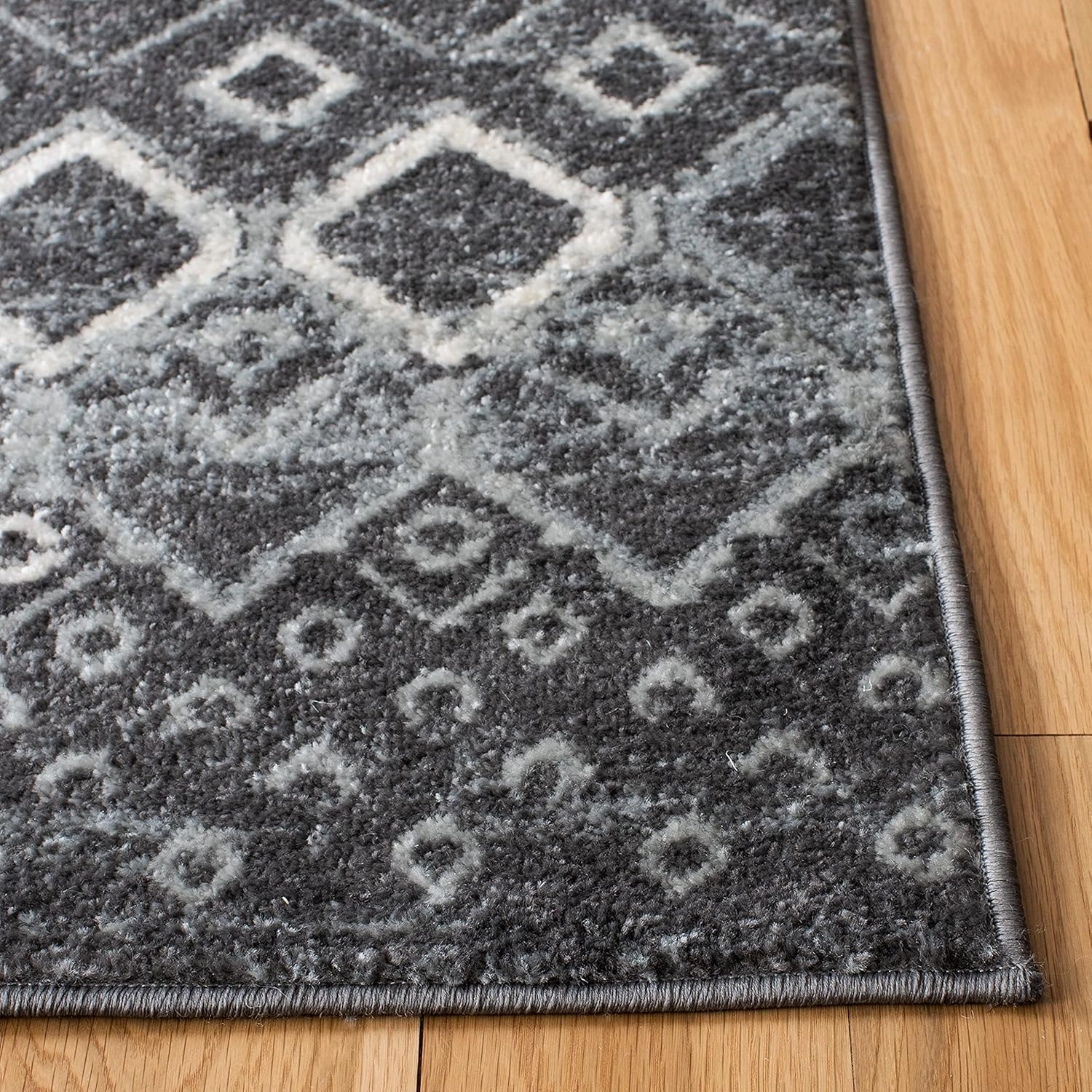 SAFAVIEH Amsterdam Collection Area Rug - 9' x 12', Dark Grey & Light Grey, Moroccan Boho Design, Non-Shedding & Easy Care, Ideal for High Traffic Areas in Living Room, Bedroom (AMS108J)