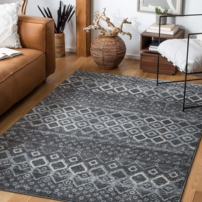 SAFAVIEH Amsterdam Collection Area Rug - 9' x 12', Dark Grey & Light Grey, Moroccan Boho Design, Non-Shedding & Easy Care, Ideal for High Traffic Areas in Living Room, Bedroom (AMS108J)