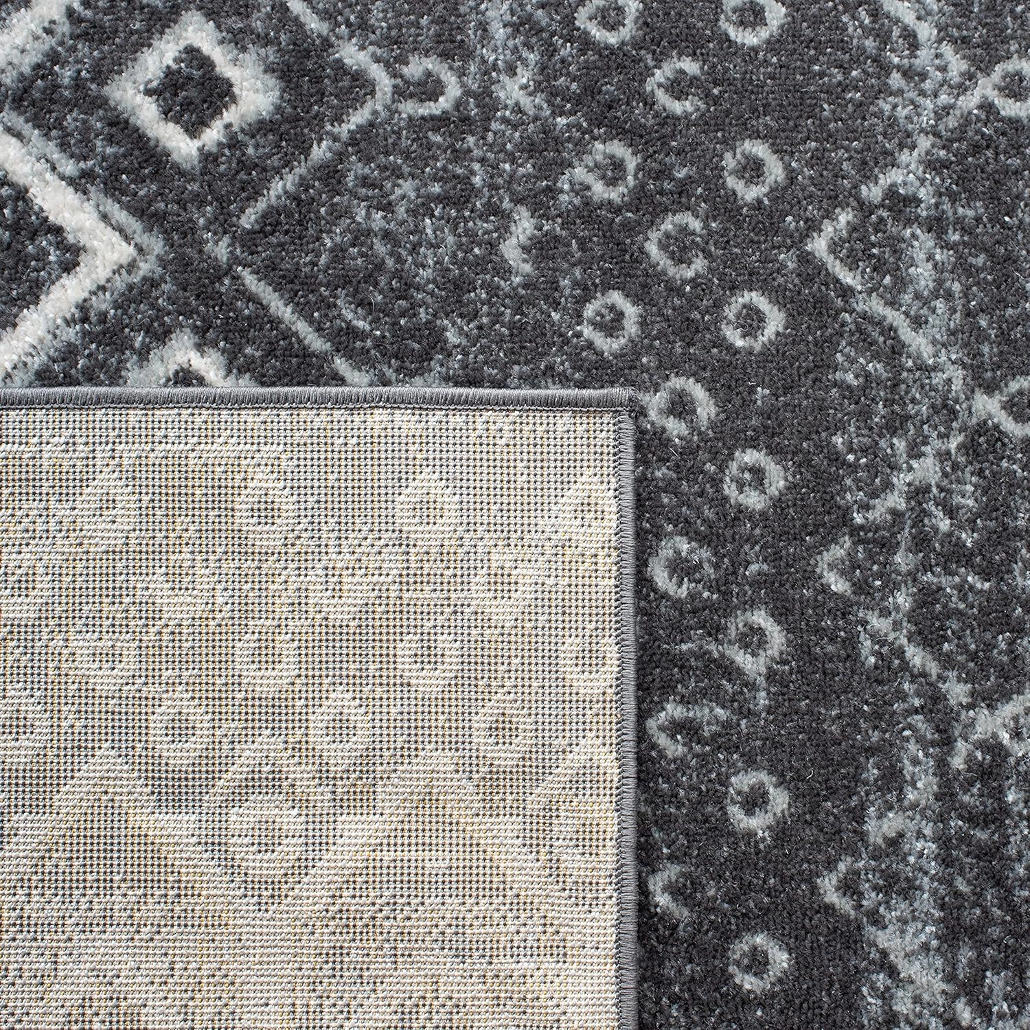 SAFAVIEH Amsterdam Collection Area Rug - 9' x 12', Dark Grey & Light Grey, Moroccan Boho Design, Non-Shedding & Easy Care, Ideal for High Traffic Areas in Living Room, Bedroom (AMS108J)