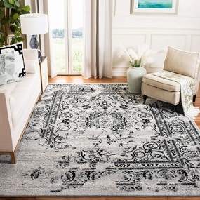 SAFAVIEH Area Rug 8x10 - Adirondack Collection - Large - Silver & Black, Oriental Distressed Design, Non-Shedding & Easy Cleaning, Ideal for Living Room, Bedroom, Office, Dining Space (ADR101A)