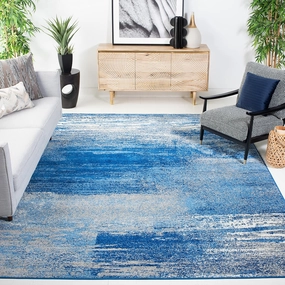 SAFAVIEH Area Rug 8x10 - Adirondack Collection - Large - Silver & Blue, Modern Abstract Design, Non-Shedding & Easy Cleaning, Ideal for Living Room, Bedroom, Office, Dining Space (ADR112F)