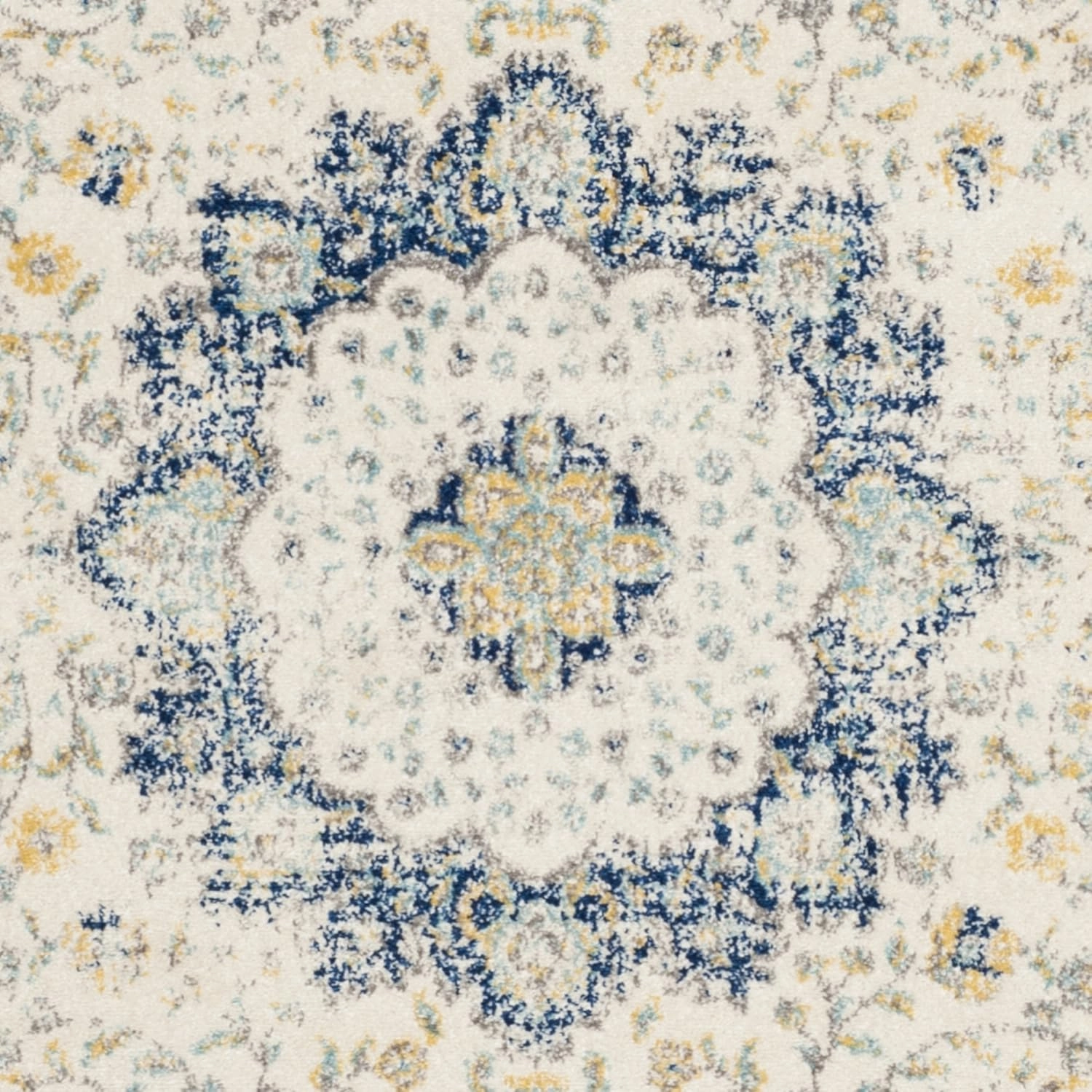 SAFAVIEH Area Rug 8x10 - Evoke Collection - Large - Ivory & Blue, Shabby Chic Oriental Medallion, Non-Shedding & Easy Cleaning, Ideal for Living Room, Bedroom, Office, Dining Space (EVK220C)