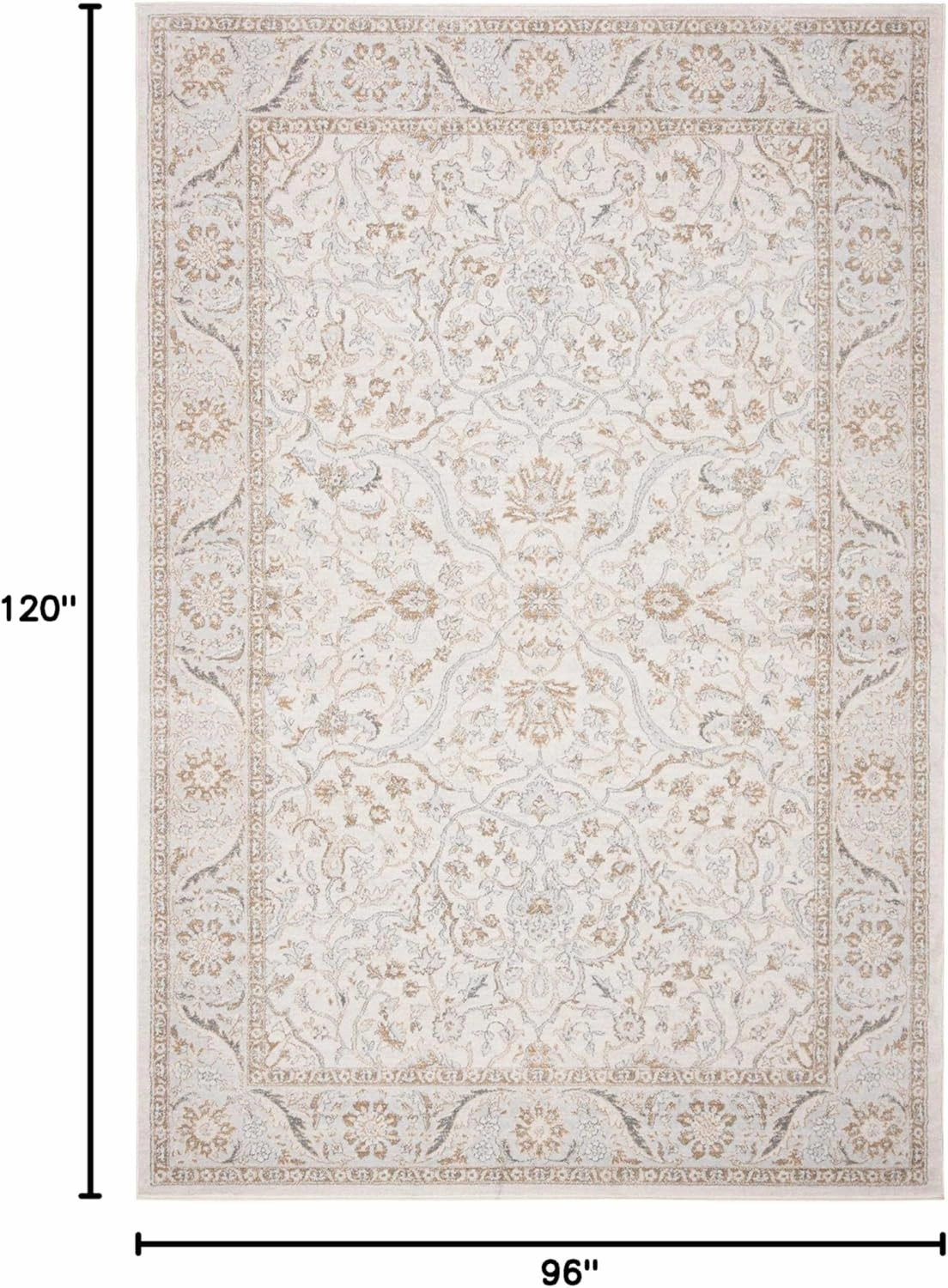SAFAVIEH Area Rug 8x10 - Isabella Collection - Large - Cream & Beige, Oriental Design, Non-Shedding & Easy Cleaning, Ideal for Living Room, Bedroom, Office, Dining Space (ISA912A)