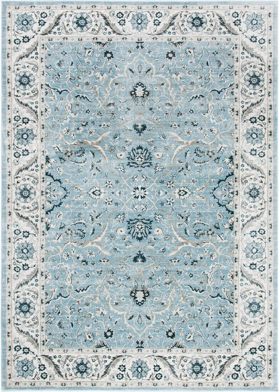 SAFAVIEH Area Rug 8x10 - Isabella Collection - Large - Light Blue & Cream, Oriental Design, Non-Shedding & Easy Cleaning, Ideal for Living Room, Bedroom, Office, Dining Space (ISA912M)