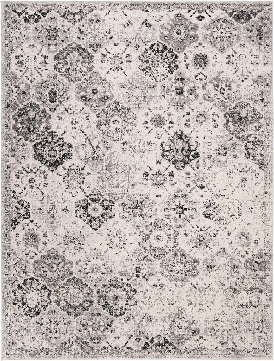 SAFAVIEH Area Rug 8x10 - Madison Collection - Large - Silver & Grey, Boho Chic Distressed Design, Non-Shedding & Easy Cleaning, Ideal for Living Room, Bedroom, Office, Dining Space (MAD611G)