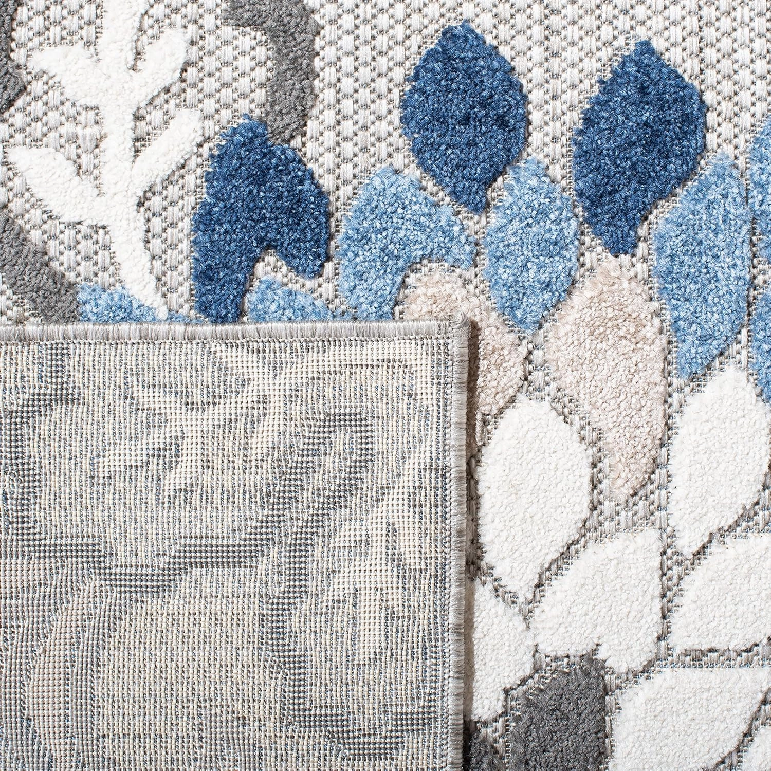 SAFAVIEH Area Rug 8x10 - Outdoor Cabana Collection - Large - Grey & Blue, Floral Design, Weather Resistant & Washable, Ideal for Patio, Backyard, Mudroom, Deck, Dining Space (CBN391F)