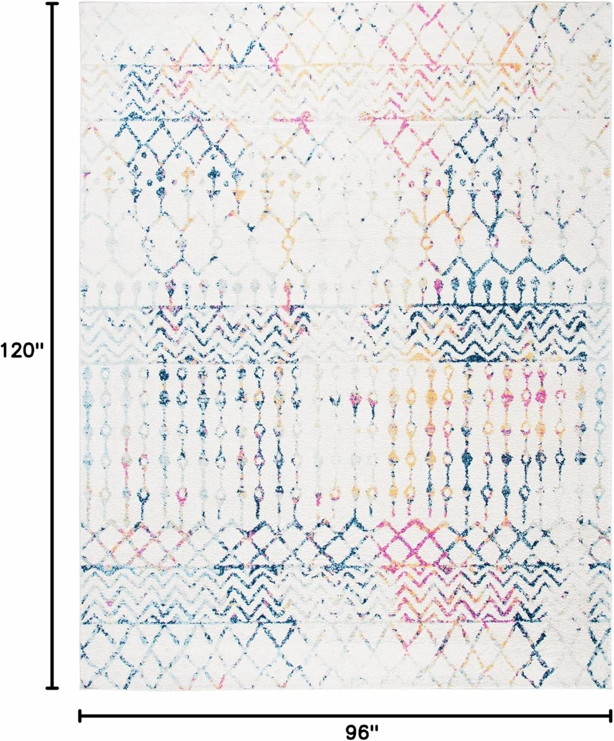 SAFAVIEH Area Rug 8x10 - Tulum Collection - Large - Ivory & Blue, Moroccan Boho Distressed Design, Non-Shedding & Easy Cleaning, Ideal for Living Room, Bedroom, Office, Dining Space (TUL270C)