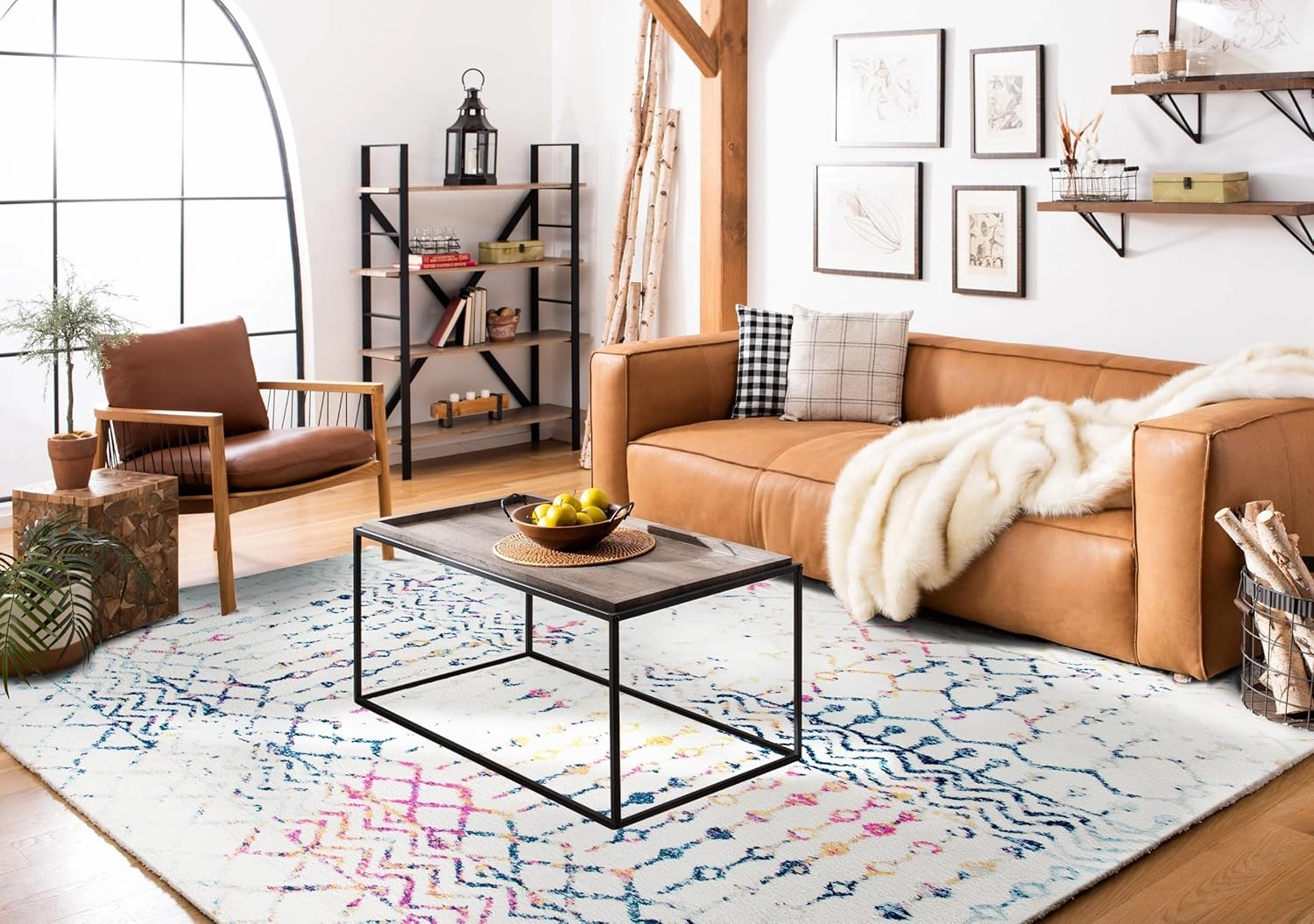 SAFAVIEH Area Rug 8x10 - Tulum Collection - Large - Ivory & Blue, Moroccan Boho Distressed Design, Non-Shedding & Easy Cleaning, Ideal for Living Room, Bedroom, Office, Dining Space (TUL270C)