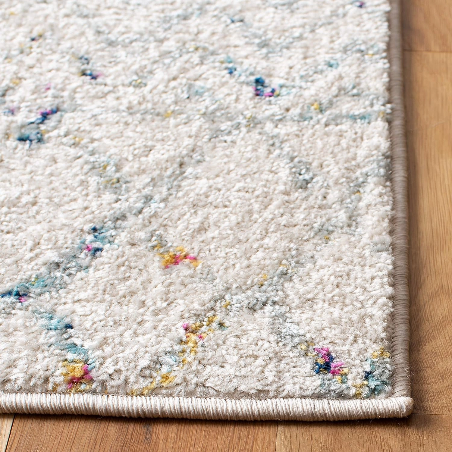 SAFAVIEH Area Rug 8x10 - Tulum Collection - Large - Ivory & Blue, Moroccan Boho Distressed Design, Non-Shedding & Easy Cleaning, Ideal for Living Room, Bedroom, Office, Dining Space (TUL270C)