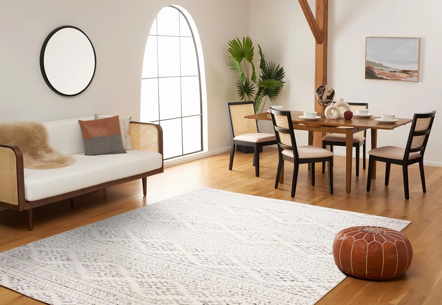 SAFAVIEH Area Rug 8x10 - Tulum Collection - Large - Ivory & Grey, Moroccan Boho Tribal Design, Non-Shedding & Easy Cleaning, Ideal for Living Room, Bedroom, Office, Dining Space (TUL272A)