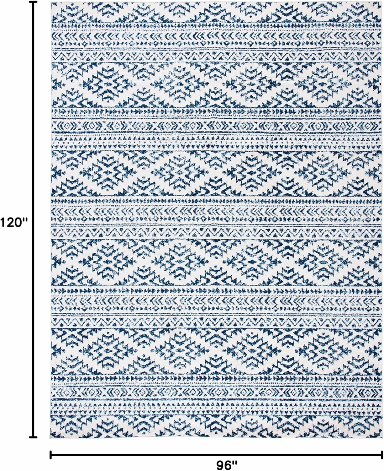 SAFAVIEH Area Rug 8x10 - Tulum Collection - Large - Ivory & Navy, Moroccan Boho Tribal Design, Non-Shedding & Easy Cleaning, Ideal for Living Room, Bedroom, Office, Dining Space (TUL272D)