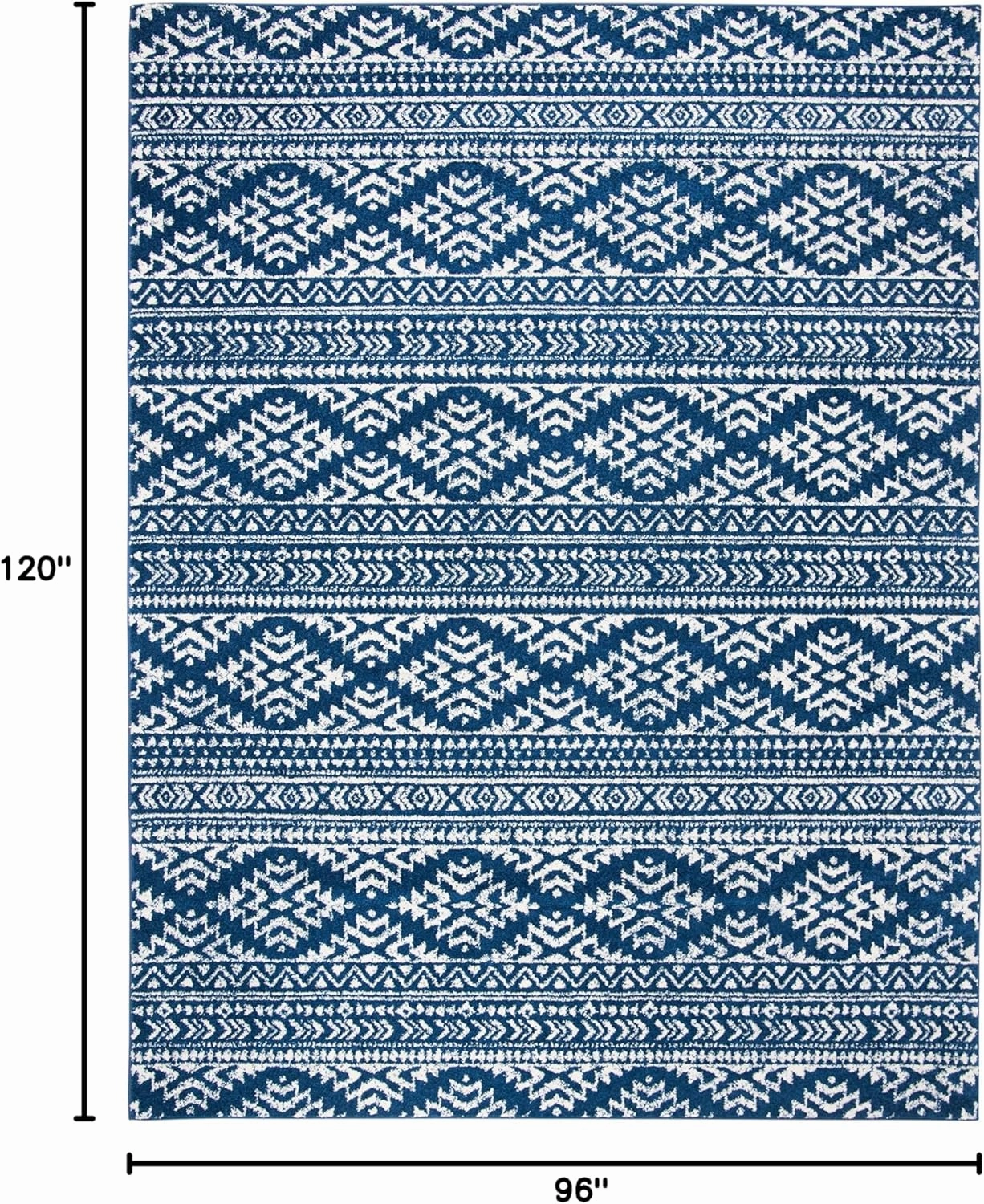 SAFAVIEH Area Rug 8x10 - Tulum Collection - Large - Navy & Ivory, Moroccan Boho Tribal Design, Non-Shedding & Easy Cleaning, Ideal for Living Room, Bedroom, Office, Dining Space (TUL272N)