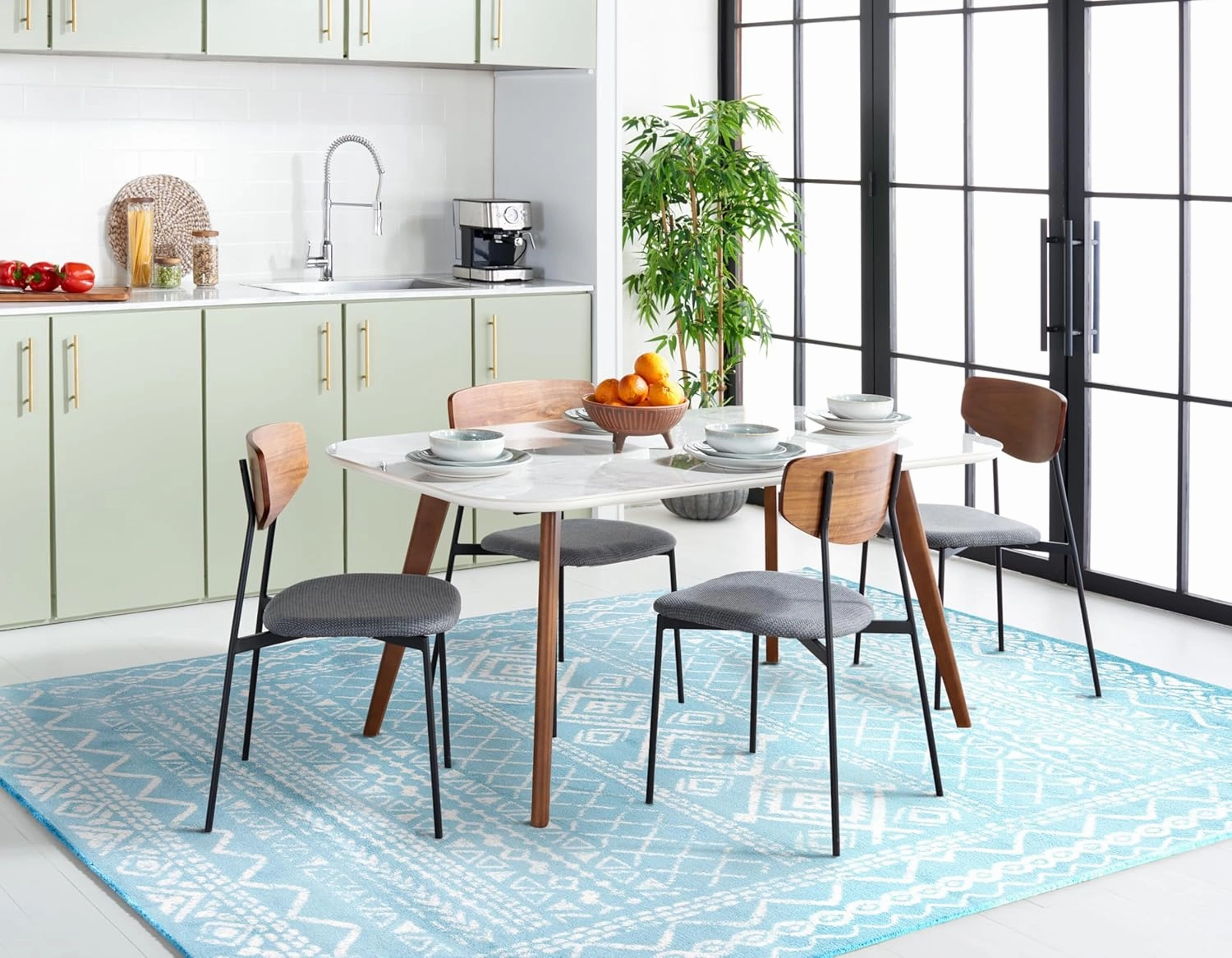 SAFAVIEH Area Rug 8x10 - Tulum Collection - Large - Turquoise & Ivory, Moroccan Boho Distressed Design, Non-Shedding & Easy Cleaning, Ideal for Living Room, Bedroom, Office, Dining Space (TUL268K)