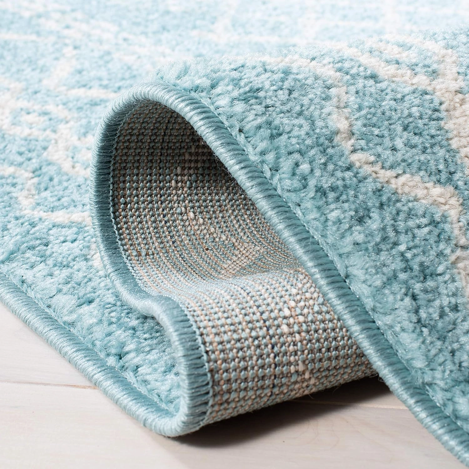 SAFAVIEH Area Rug 8x10 - Tulum Collection - Large - Turquoise & Ivory, Moroccan Boho Distressed Design, Non-Shedding & Easy Cleaning, Ideal for Living Room, Bedroom, Office, Dining Space (TUL268K)