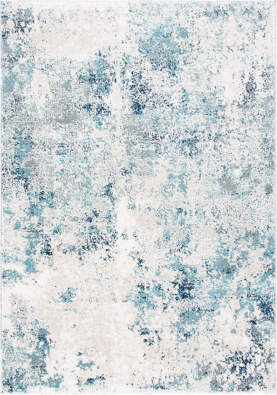 SAFAVIEH Aston Collection Area Rug - 6' x 9', Ivory & Blue, Modern Abstract Design, Non-Shedding & Easy Care, Ideal for High Traffic Areas in Living Room, Bedroom (ASN710M)