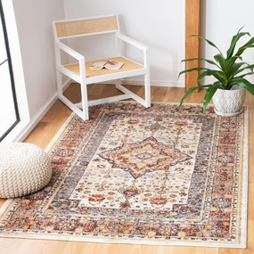 SAFAVIEH Bijar Collection 3' x 5' Ivory / Rust BIJ652A Traditional Oriental Distressed Non-Shedding Living Room Bedroom Accent Rug